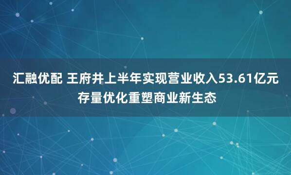 汇融优配 王府井上半年实现营业收入53.61亿元 存量优化重塑商业新生态